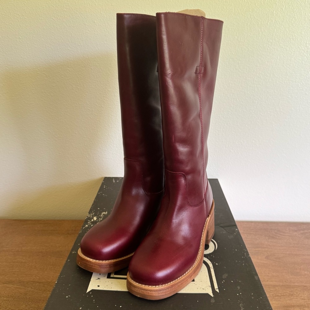 Dingo Women's Vagabond Tall Leather Boots - Merlot - Size 8.5